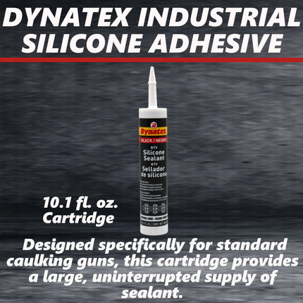Dynatex Industrial Grade Black Silicone Sealant 10.1 oz Caulk Tube - Tough Flexible Cure, Watertight Seal, Up to 500 Degrees F, Made in the USA (Single)