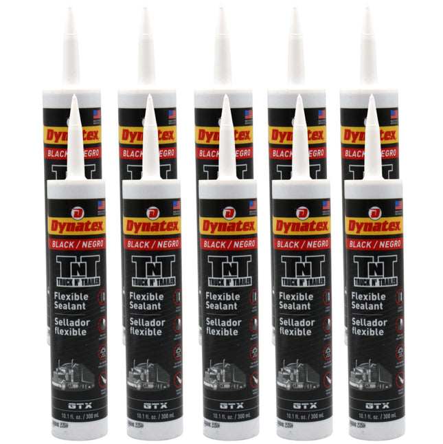 Dynatex Truck N Trailer Black Flexible Sealant 10.1 oz Caulk Tube - Ultra Synthetic, Primerless Adhesion, All-Weather, Permanent Elastic Seal (10-Pack)