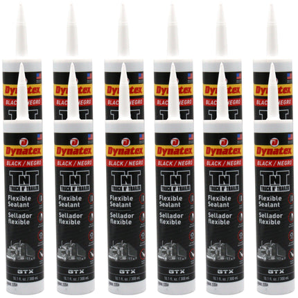 Dynatex Truck N Trailer Black Flexible Sealant 10.1 oz Caulk Tube - Ultra Synthetic, Primerless Adhesion, All-Weather, Permanent Elastic Seal (12-Pack)
