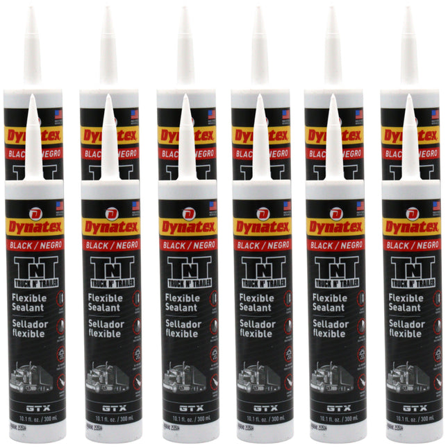 Dynatex Truck N Trailer Black Flexible Sealant 10.1 oz Caulk Tube - Ultra Synthetic, Primerless Adhesion, All-Weather, Permanent Elastic Seal (12-Pack)