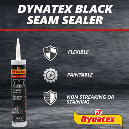 Dynatex Truck N Trailer Black Flexible Sealant 10.1 oz Caulk Tube - Ultra Synthetic, Primerless Adhesion, All-Weather, Permanent Elastic Seal (2-Pack)