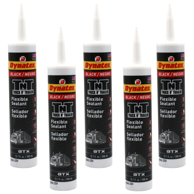 Dynatex Truck N Trailer Black Flexible Sealant 10.1 oz Caulk Tube - Ultra Synthetic, Primerless Adhesion, All-Weather, Permanent Elastic Seal (5-Pack)