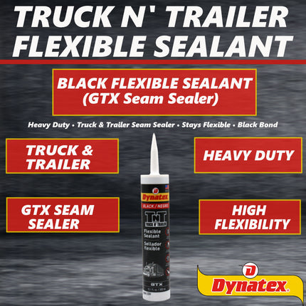 Dynatex Truck N Trailer Black Flexible Sealant 10.1 oz Caulk Tube - Ultra Synthetic, Primerless Adhesion, All-Weather, Permanent Elastic Seal (5-Pack)