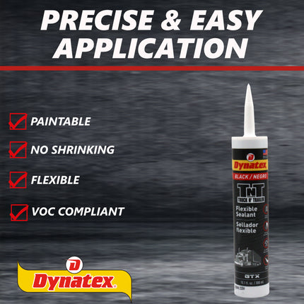 Dynatex Truck N Trailer Black Flexible Sealant 10.1 oz Caulk Tube - Ultra Synthetic, Primerless Adhesion, All-Weather, Permanent Elastic Seal (5-Pack)