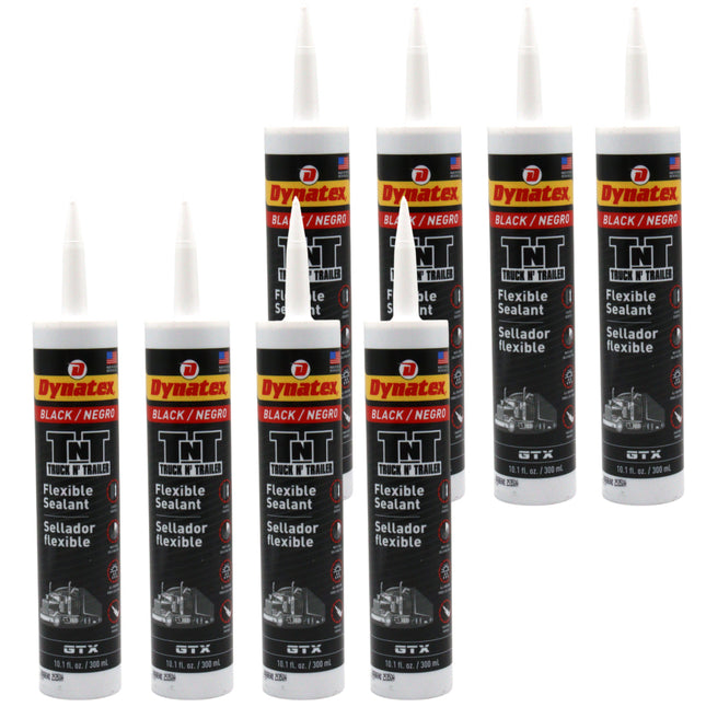Dynatex Truck N Trailer Black Flexible Sealant 10.1 oz Caulk Tube - Ultra Synthetic, Primerless Adhesion, All-Weather, Permanent Elastic Seal (8-Pack)