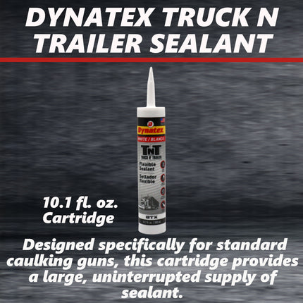 Dynatex Truck N Trailer White Flexible Sealant 10.1 oz Caulk Tube - Ultra Synthetic, Primerless Adhesion, All-Weather, Permanent Elastic Seal (10-Pack)