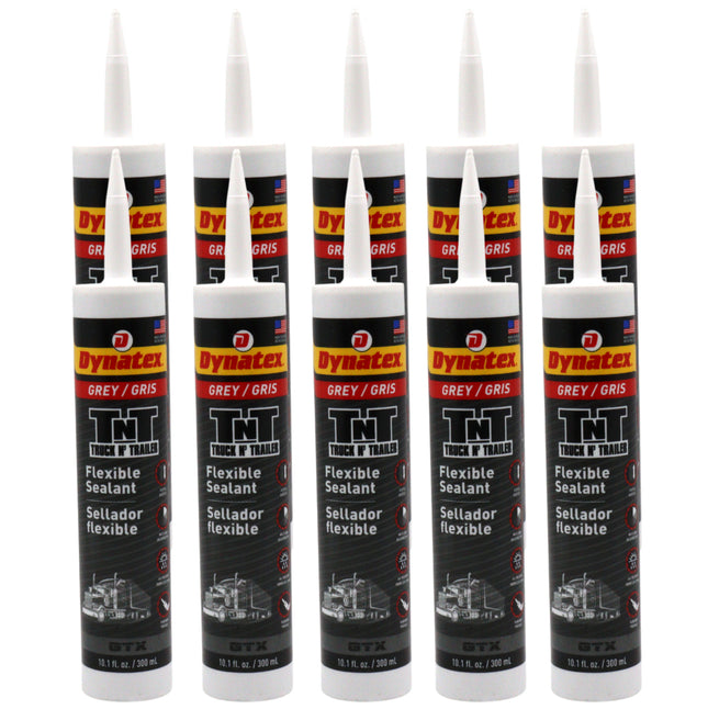 Dynatex Truck N Trailer Grey Flexible Sealant 10.1 oz Caulk Tube - Ultra Synthetic, Primerless Adhesion, All-Weather, Permanent Elastic Seal (10-Pack)