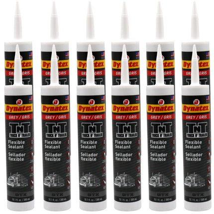 Dynatex Truck N Trailer Grey Flexible Sealant 10.1 oz Caulk Tube - Ultra Synthetic, Primerless Adhesion, All-Weather, Permanent Elastic Seal (12-Pack)