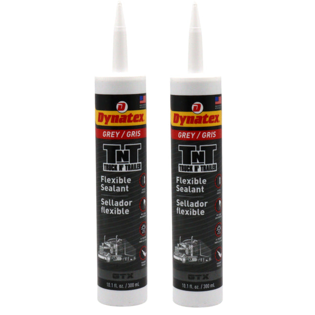 Dynatex Truck N Trailer Grey Flexible Sealant 10.1 oz Caulk Tube - Ultra Synthetic, Primerless Adhesion, All-Weather, Permanent Elastic Seal (2-Pack)