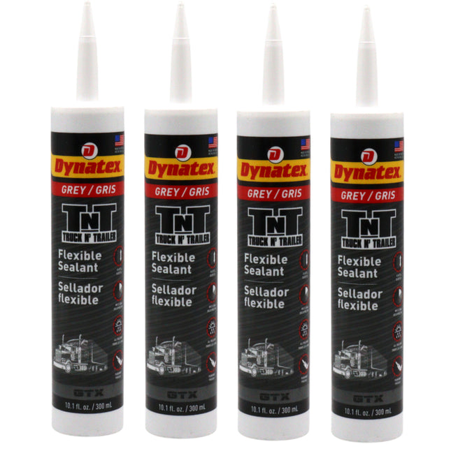 Dynatex Truck N Trailer Grey Flexible Sealant 10.1 oz Caulk Tube - Ultra Synthetic, Primerless Adhesion, All-Weather, Permanent Elastic Seal (4-Pack)