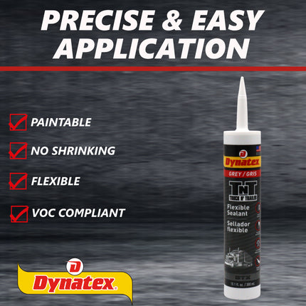 Dynatex Truck N Trailer Grey Flexible Sealant 10.1 oz Caulk Tube - Ultra Synthetic, Primerless Adhesion, All-Weather, Permanent Elastic Seal (4-Pack)