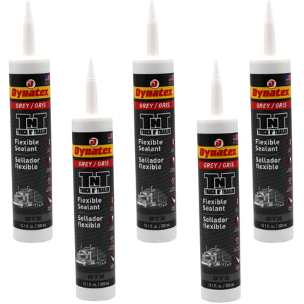 Dynatex Truck N Trailer Grey Flexible Sealant 10.1 oz Caulk Tube - Ultra Synthetic, Primerless Adhesion, All-Weather, Permanent Elastic Seal (5-Pack)
