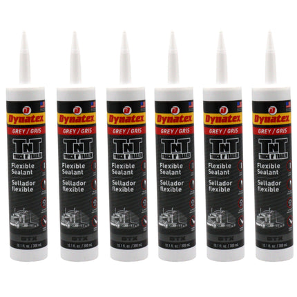 Dynatex Truck N Trailer Grey Flexible Sealant 10.1 oz Caulk Tube - Ultra Synthetic, Primerless Adhesion, All-Weather, Permanent Elastic Seal (6-Pack)