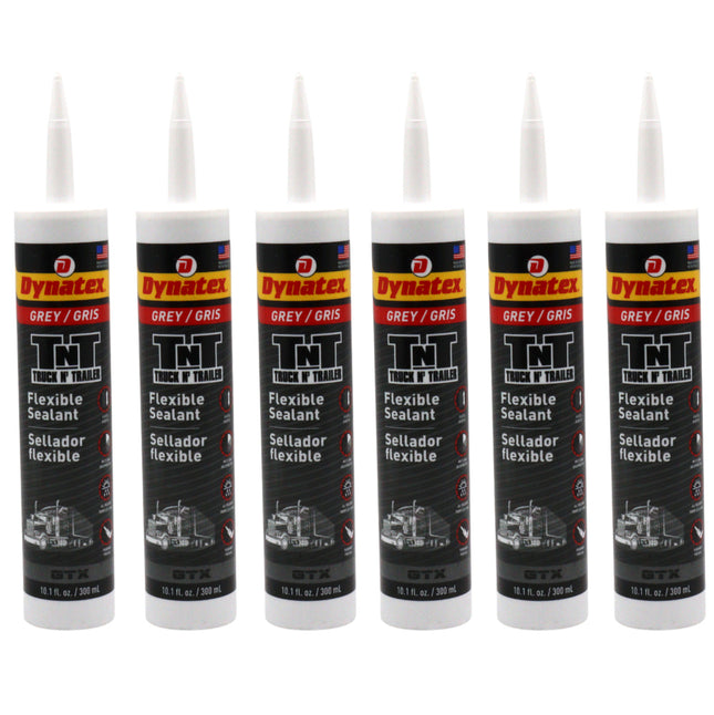 Dynatex Truck N Trailer Grey Flexible Sealant 10.1 oz Caulk Tube - Ultra Synthetic, Primerless Adhesion, All-Weather, Permanent Elastic Seal (6-Pack)