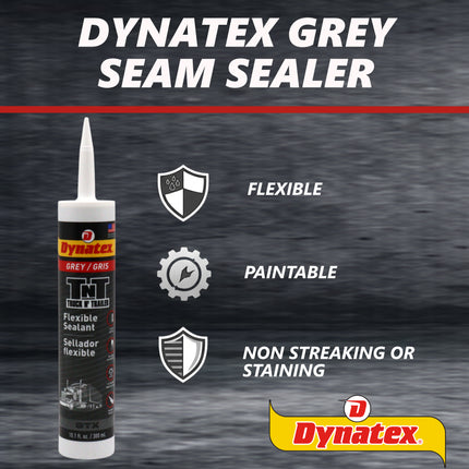 Dynatex Truck N Trailer Grey Flexible Sealant 10.1 oz Caulk Tube - Ultra Synthetic, Primerless Adhesion, All-Weather, Permanent Elastic Seal (6-Pack)