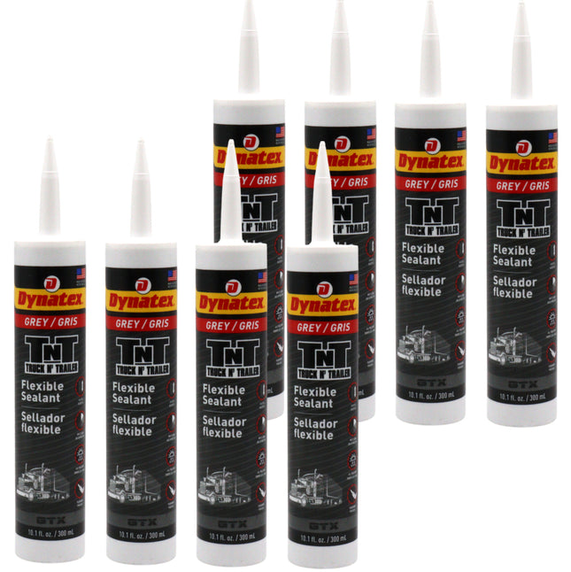 Dynatex Truck N Trailer Grey Flexible Sealant 10.1 oz Caulk Tube - Ultra Synthetic, Primerless Adhesion, All-Weather, Permanent Elastic Seal (8-Pack)