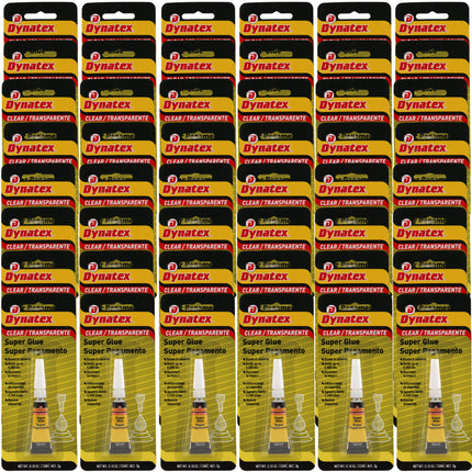 Dynatex .10 oz Super Glue Instant Adhesive - Bonds Glass Metal Plastic Rubber, 5000 PSI Strength, Clear Bond, Up to 175 Degrees F, Stronger Than Standard (48-Pack)