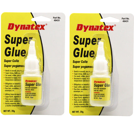 Dynatex .70 oz Super Glue Instant Adhesive - Bonds Glass Metal Plastic Rubber, 5000 PSI Strength, Clear Bond, Up to 175 Degrees F, Stronger Than Standard (2-Pack)