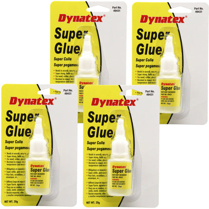Dynatex .70 oz Super Glue Instant Adhesive - Bonds Glass Metal Plastic Rubber, 5000 PSI Strength, Clear Bond, Up to 175 Degrees F, Stronger Than Standard (4-Pack)