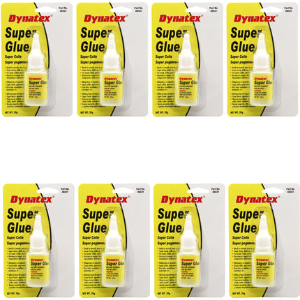 Dynatex .70 oz Super Glue Instant Adhesive - Bonds Glass Metal Plastic Rubber, 5000 PSI Strength, Clear Bond, Up to 175 Degrees F, Stronger Than Standard (8-Pack)