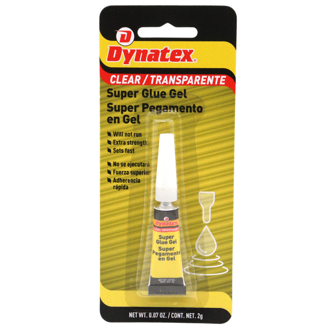 Dynatex 0.07 oz Super Glue Gel - No-Run Formula, Instant Bond, Bonds Metal Plastic Rubber Glass, Clear Permanent, Vertical Surfaces (Single)