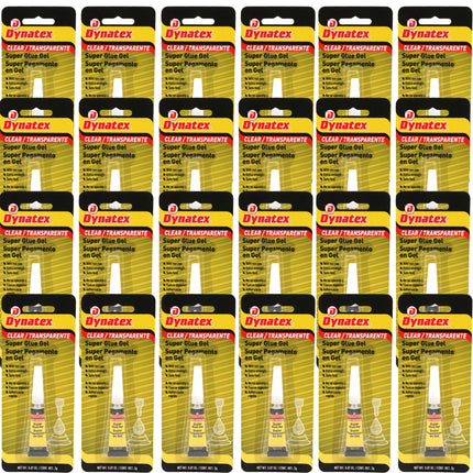 Dynatex 0.07 oz Super Glue Gel - No-Run Formula, Instant Bond, Bonds Metal Plastic Rubber Glass, Clear Permanent, Vertical Surfaces (24-Pack)