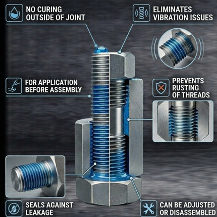 Dynatex Blue Medium Strength Threadlocker 0.20 oz Bottle - Removable with Hand Tools, Locks Fasteners on Metal, Vibration Resistant, Solvent Resistant (5-Pack)