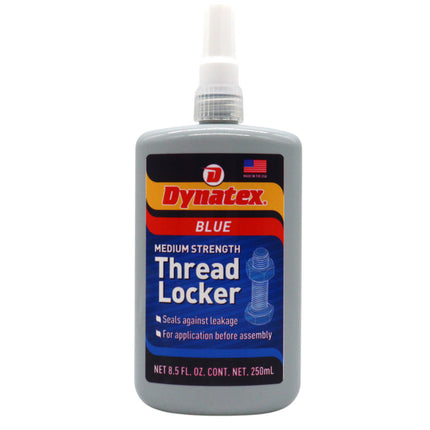 Dynatex Blue Medium Strength Threadlocker 8.5 oz Bottle - Removable with Hand Tools, Locks Fasteners on Metal, Vibration Resistant, Solvent Resistant (Single)