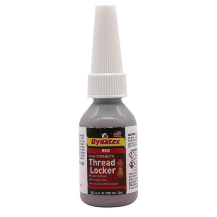 Dynatex Red High Strength Threadlocker 0.34 oz Bottle - Permanent Lock, Anaerobic, Large Fasteners, Vibration & Solvent Resistant (Single)