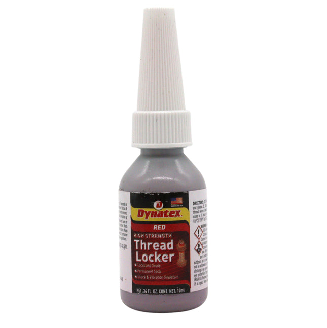 Dynatex Red High Strength Threadlocker 0.34 oz Bottle - Permanent Lock, Anaerobic, Large Fasteners, Vibration & Solvent Resistant (Single)