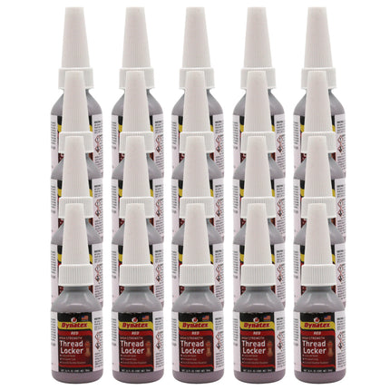 Dynatex Red High Strength Threadlocker 0.34 oz Bottle - Permanent Lock, Anaerobic, Large Fasteners, Vibration & Solvent Resistant (20-Pack)