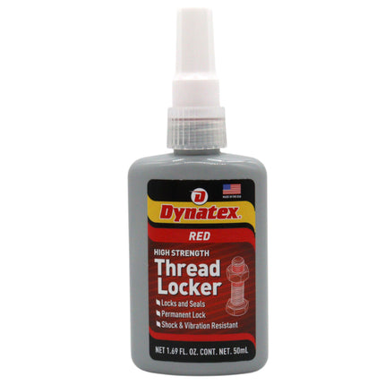 Dynatex Red High Strength Threadlocker 1.69 oz Bottle - Permanent Lock, Anaerobic, Large Fasteners, Vibration & Solvent Resistant (Single)