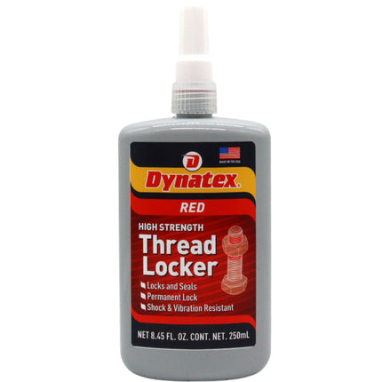 Dynatex Red High Strength Threadlocker 8.45 oz Bottle - Permanent Lock, Anaerobic, Large Fasteners, Vibration & Solvent Resistant (Single)