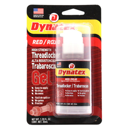 Dynatex Red High Strength Gel Threadlocker 1.20 oz Bottle - Permanent Lock, Anaerobic, Large Fasteners, Vibration & Solvent Resistant (Single)