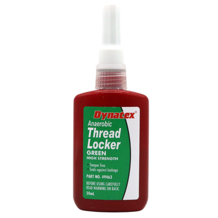 Dynatex Green High Strength Threadlocker 1.70 oz Bottle - Wicking Anaerobic, Medium-High Strength, Heat Corrosion Vibration Resistant (Single)