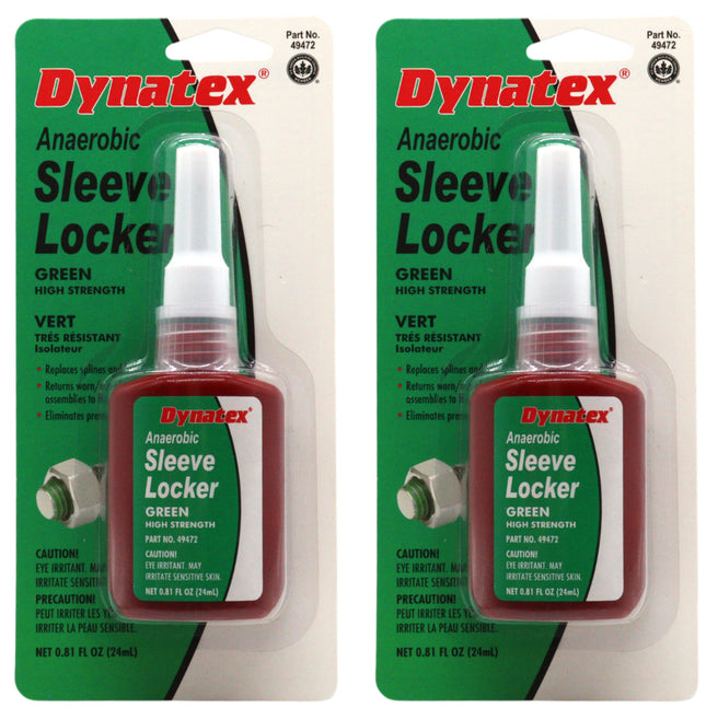 Dynatex Green High Strength Sleevelocker 0.80 oz Bottle - Anaerobic, Wicking, High Strength Retaining, Locks Cylindrical Parts (2-Pack)