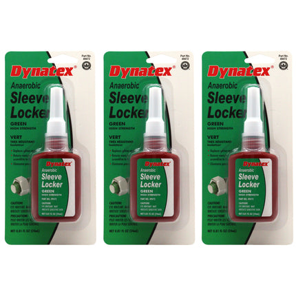 Dynatex Green High Strength Sleevelocker 0.80 oz Bottle - Anaerobic, Wicking, High Strength Retaining, Locks Cylindrical Parts (3-Pack)