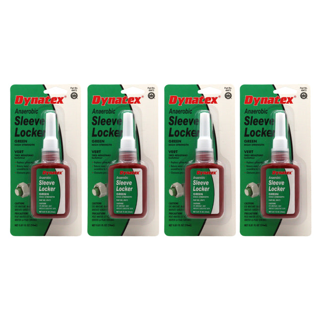 Dynatex Green High Strength Sleevelocker 0.80 oz Bottle - Anaerobic, Wicking, High Strength Retaining, Locks Cylindrical Parts (4-Pack)
