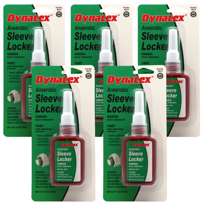 Dynatex Green High Strength Sleevelocker 0.80 oz Bottle - Anaerobic, Wicking, High Strength Retaining, Locks Cylindrical Parts (5-Pack)