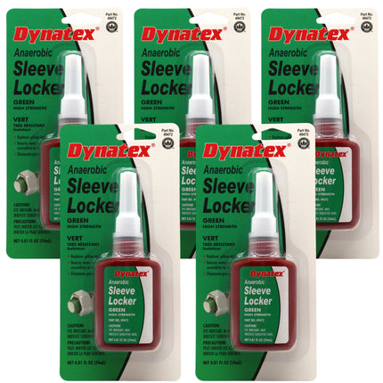 Dynatex Green High Strength Sleevelocker 0.80 oz Bottle - Anaerobic, Wicking, High Strength Retaining, Locks Cylindrical Parts (5-Pack)