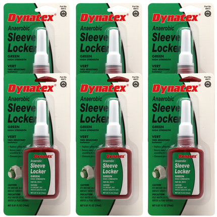 Dynatex Green High Strength Sleevelocker 0.80 oz Bottle - Anaerobic, Wicking, High Strength Retaining, Locks Cylindrical Parts (6-Pack)