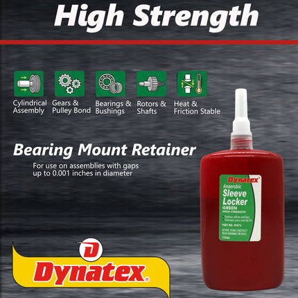 Dynatex Green High Strength Sleevelocker 8.50 oz Bottle - Anaerobic, Wicking, High Strength Retaining, Locks Cylindrical Parts (Single)