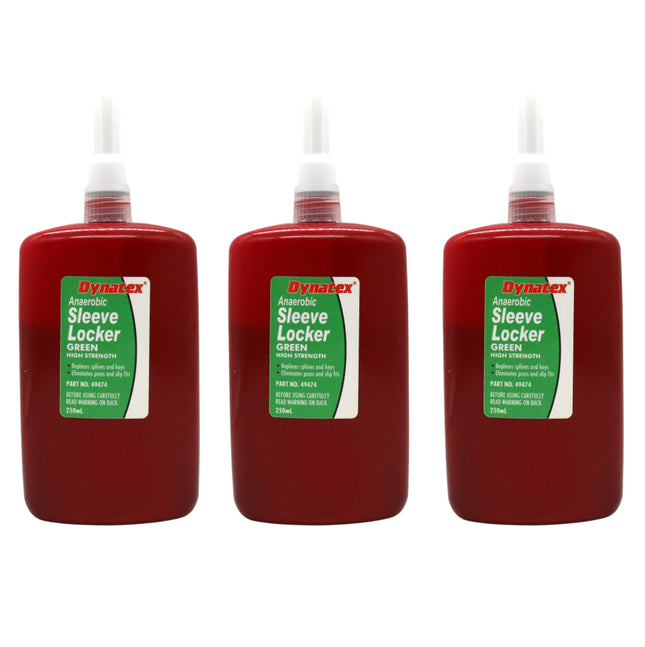 Dynatex Green High Strength Sleevelocker 8.50 oz Bottle - Anaerobic, Wicking, High Strength Retaining, Locks Cylindrical Parts (3-Pack)