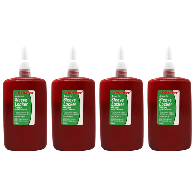 Dynatex Green High Strength Sleevelocker 8.50 oz Bottle - Anaerobic, Wicking, High Strength Retaining, Locks Cylindrical Parts (4-Pack)