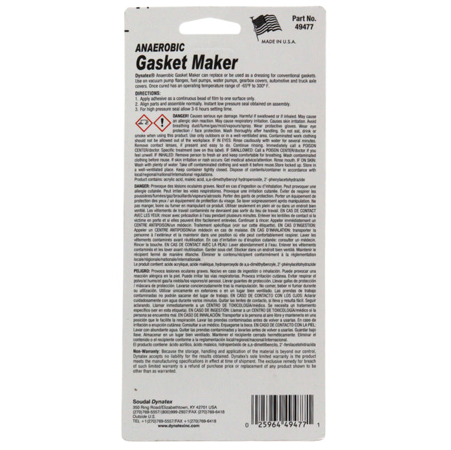 Dynatex Red Anaerobic Gasket Maker 1.69 oz Tube - Medium Strength, Instant Low-Pressure Seal, For Rigid Metal Flanges & Joints (10-Pack)