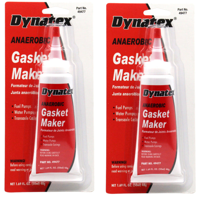 Dynatex Red Anaerobic Gasket Maker 1.69 oz Tube - Medium Strength, Instant Low-Pressure Seal, For Rigid Metal Flanges & Joints (2-Pack)