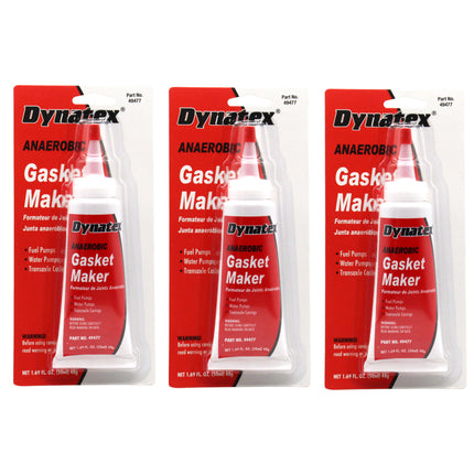 Dynatex Red Anaerobic Gasket Maker 1.69 oz Tube - Medium Strength, Instant Low-Pressure Seal, For Rigid Metal Flanges & Joints (3-Pack)