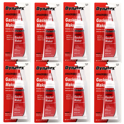 Dynatex Red Anaerobic Gasket Maker 1.69 oz Tube - Medium Strength, Instant Low-Pressure Seal, For Rigid Metal Flanges & Joints (8-Pack)