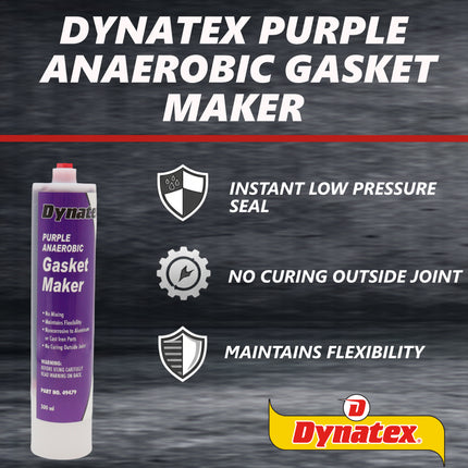 Dynatex Purple Anaerobic Gasket Maker 10.14 oz Caulk Tube - Forms Tough Flexible Gasket, Instant Low-Pressure Seal, Use With or Without Pre-Cut Gaskets (Single)