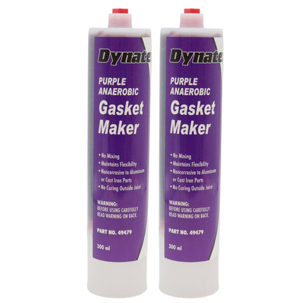 Dynatex Purple Anaerobic Gasket Maker 10.14 oz Caulk Tube - Forms Tough Flexible Gasket, Instant Low-Pressure Seal, Use With or Without Pre-Cut Gaskets (2-Pack)